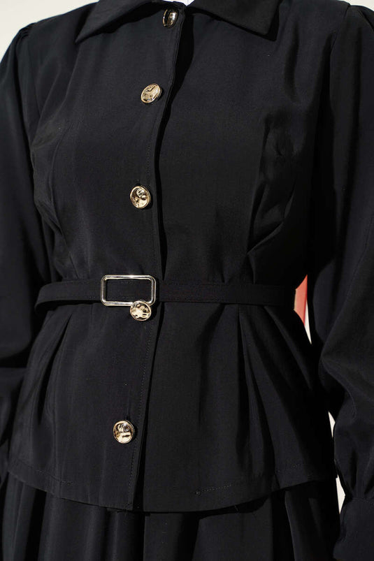 Ensemble jupe en modal avec détails à boutons noir