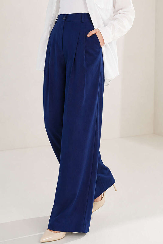 Hose Mit Knöpfen Und Pile-Details In Navy