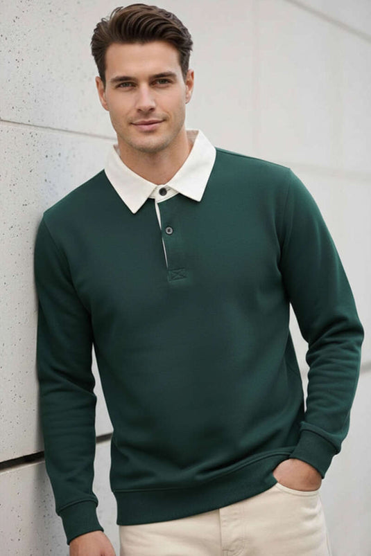 Sweat-shirt homme col polo à boutons Nefti