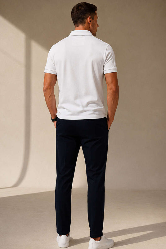 T-shirt homme blanc à col polo avec boutons