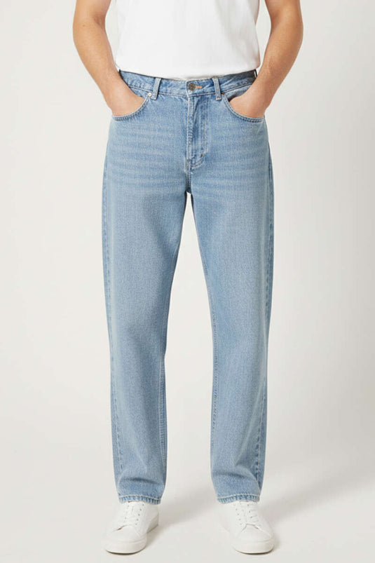 Buttoned Regular Men's Denim Trousers Light Blue