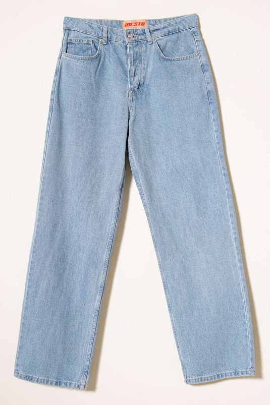 Düğmeli Regular Erkek Kot Pantolon Açık Mavi