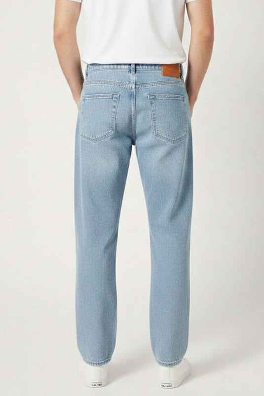 Buttoned Regular Men's Denim Trousers Light Blue