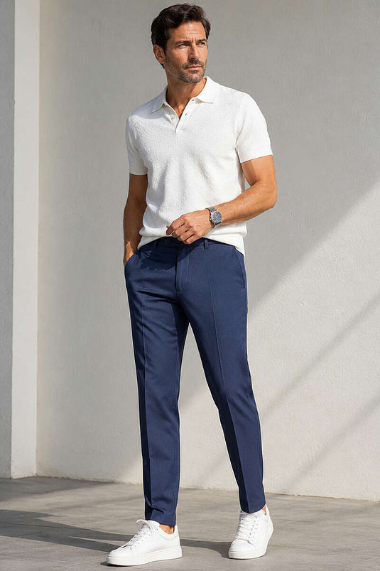 Düğmeli Regular Kumaş Erkek Pantolon Lacivert