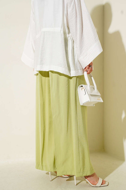 Pantalon décontracté boutonné vert pomme