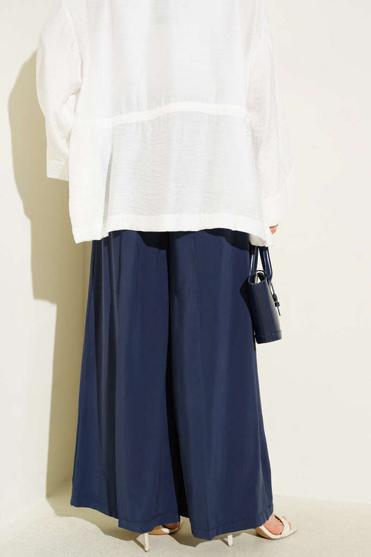 Düğmeli Salaş Pantolon Lacivert