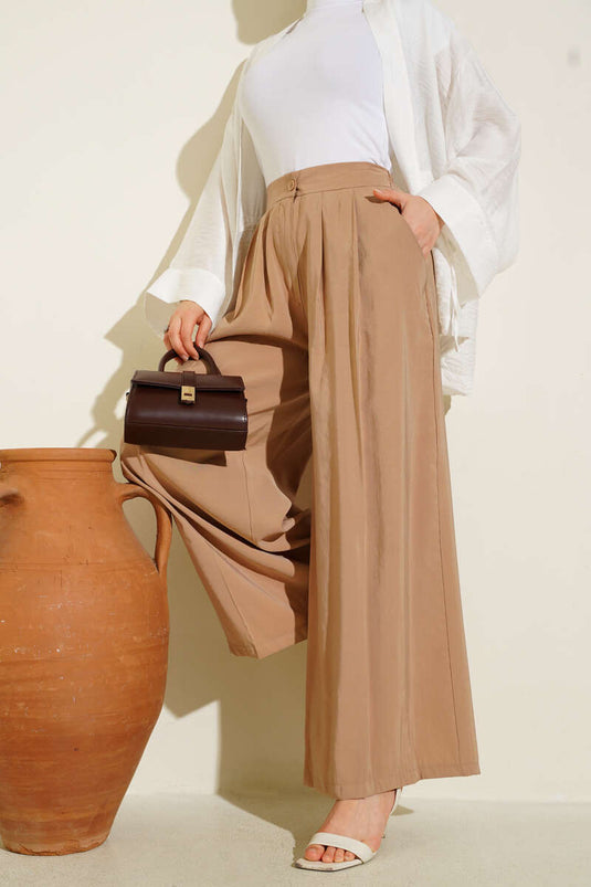 Pantalon décontracté boutonné Latte