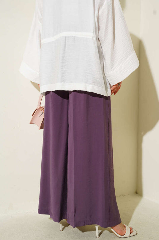 Düğmeli Salaş Pantolon Mor