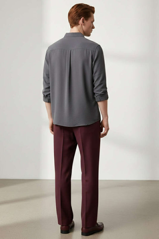 Herenoverhemd van tencel met knopen, antraciet