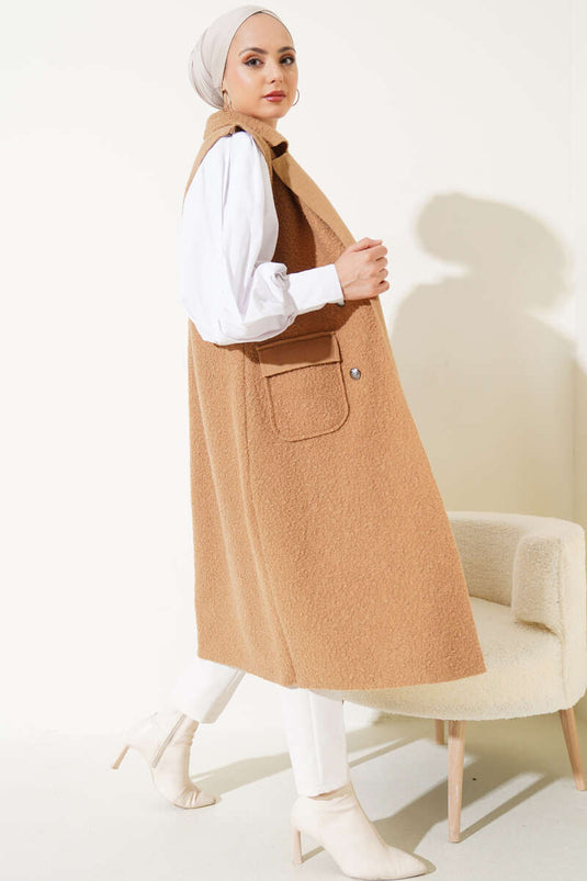 سترة بوكل طويلة بأزرار الجمل