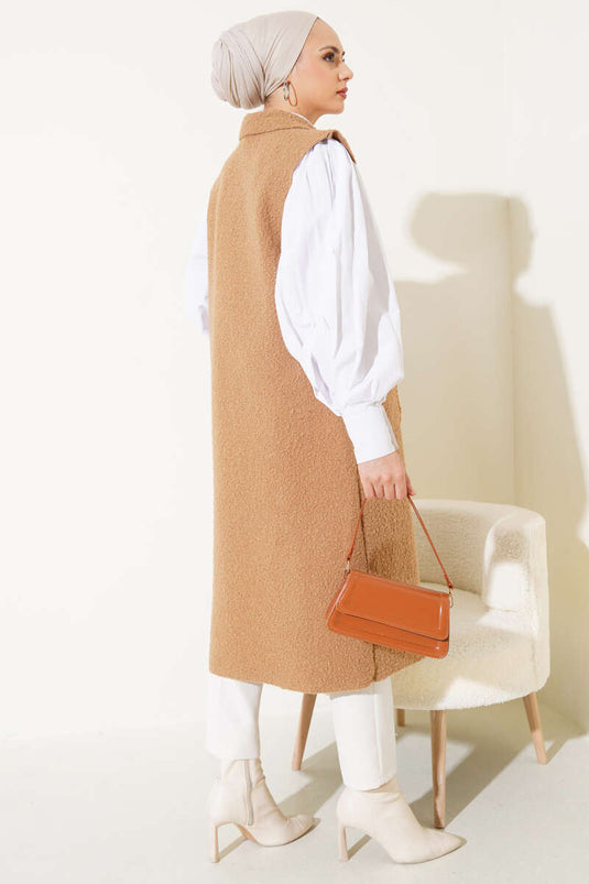 سترة بوكل طويلة بأزرار الجمل