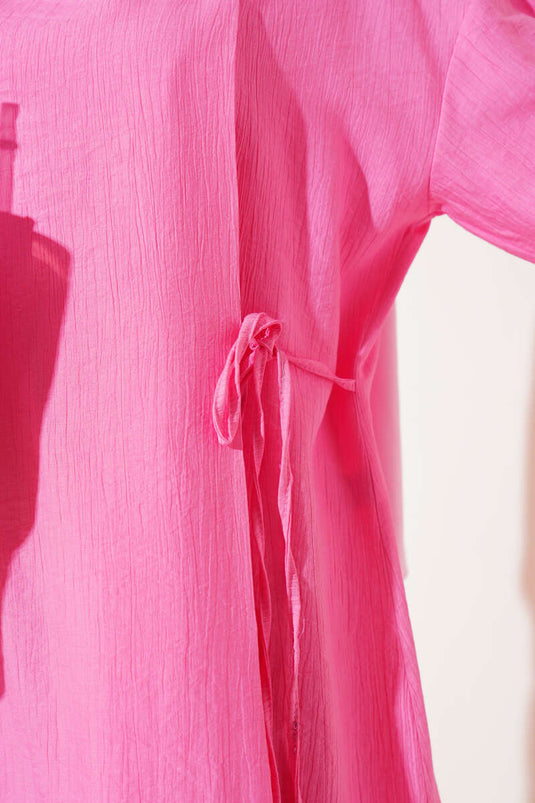 Buttoned Side Tie Two Piece Suit Pink