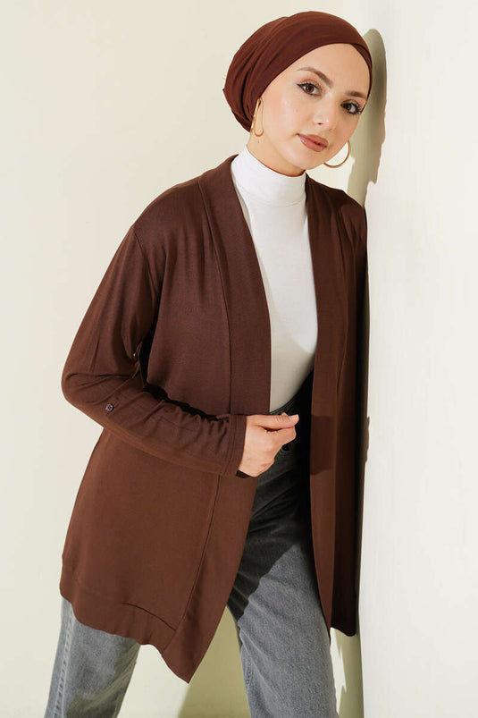 Cardigan ample sans boutons marron