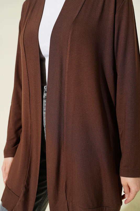 Cardigan ample sans boutons marron