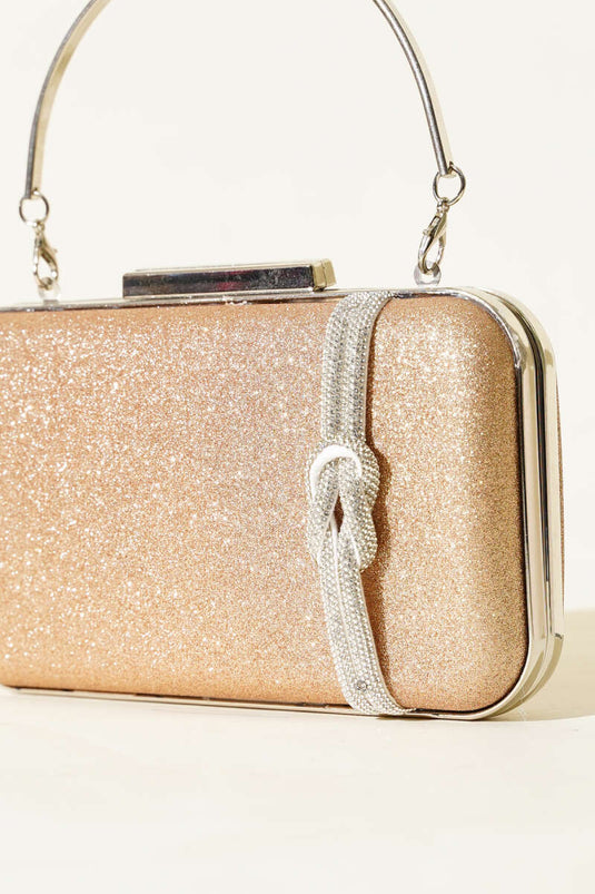 حقيبة سهرة نحاسية بتفاصيل عقدة