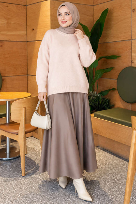 Pull En Maille Rose À Manches Longues