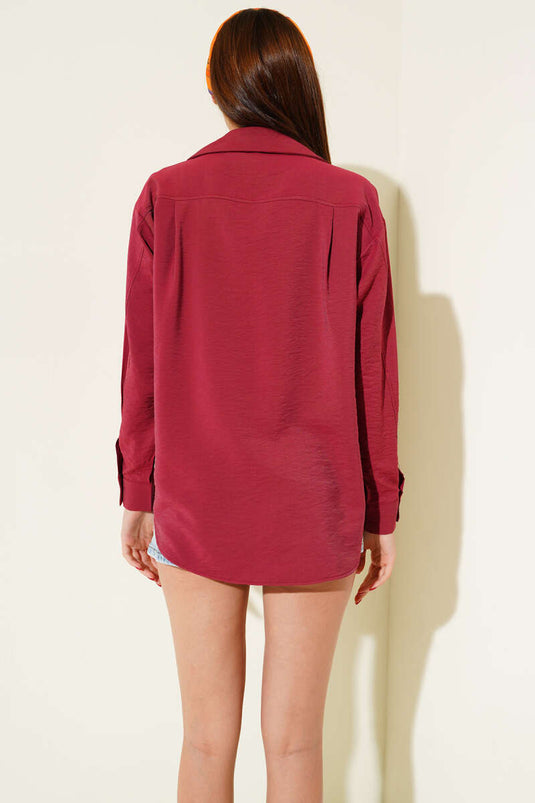 Camicia Base a Spalle Scese Bordeaux