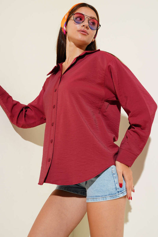 Camicia Base a Spalle Scese Bordeaux