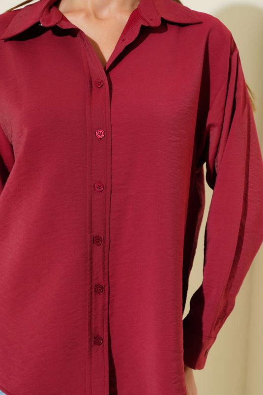 Camicia Base a Spalle Scese Bordeaux
