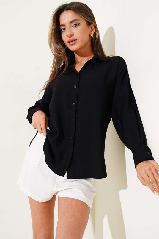 Camicia Base a Spalle Scese Nera