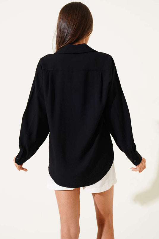 Camicia Base a Spalle Scese Nera