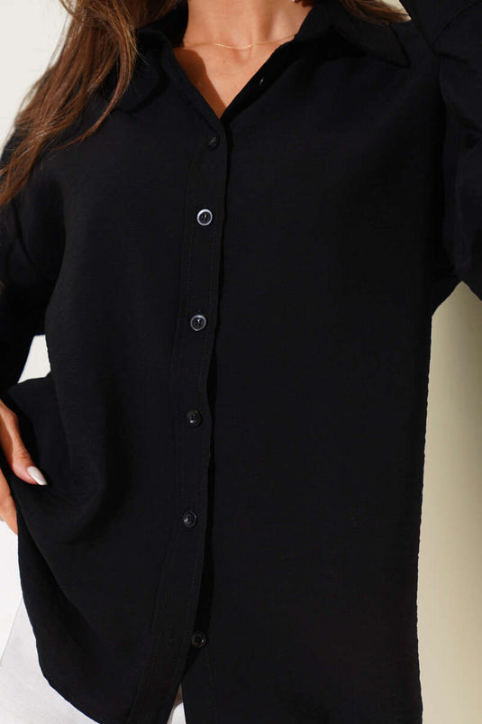 Camicia Base a Spalle Scese Nera