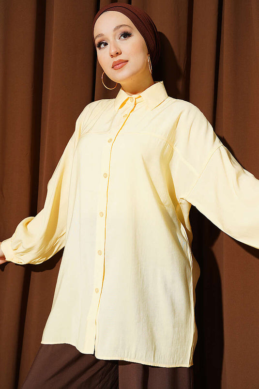 Chemise En Modal À Épaules Dénudées Avec Ceinture À Nouer En Jaune