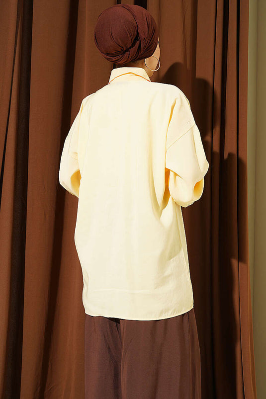 Chemise En Modal À Épaules Dénudées Avec Ceinture À Nouer En Jaune