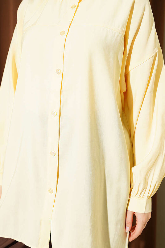 Chemise En Modal À Épaules Dénudées Avec Ceinture À Nouer En Jaune