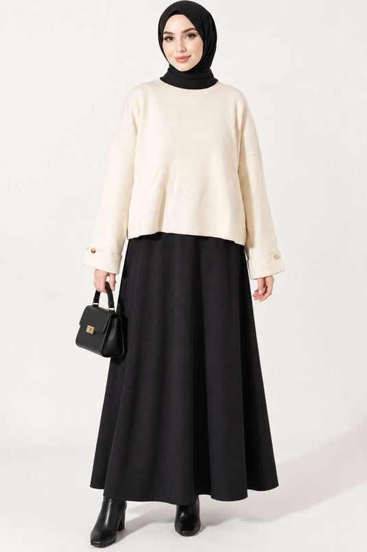 Pull Loose À Épaules Dénudées Beige