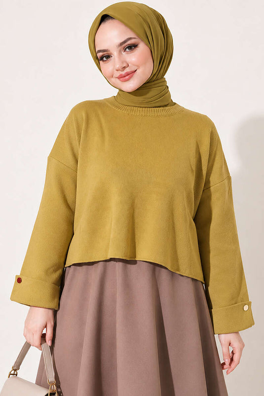 Oversized Mint Strickpullover Mit Schulterfreiem Design
