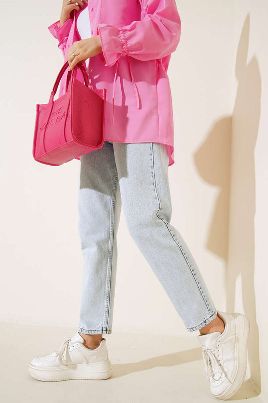 Düz Boyfriend Bondi Açık Kar Pantolon