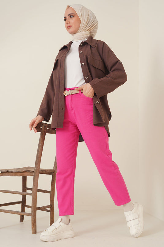 Rechte boyfriend fuchsia broek