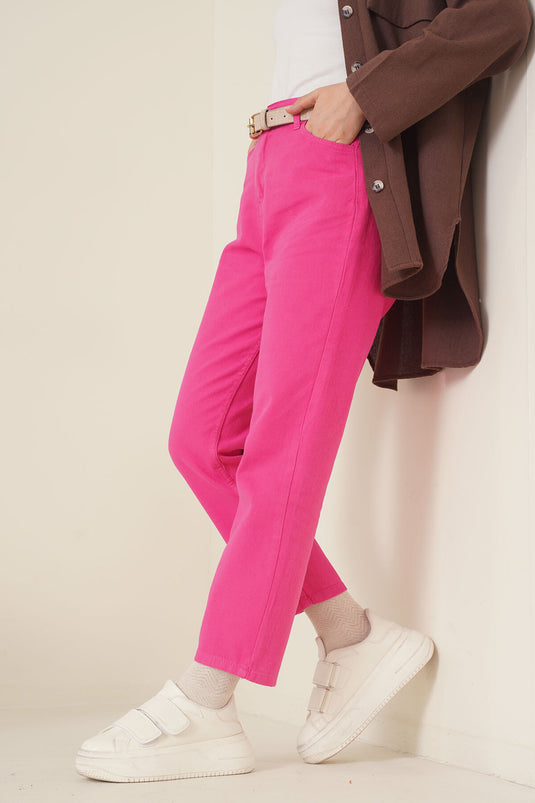 Rechte boyfriend fuchsia broek