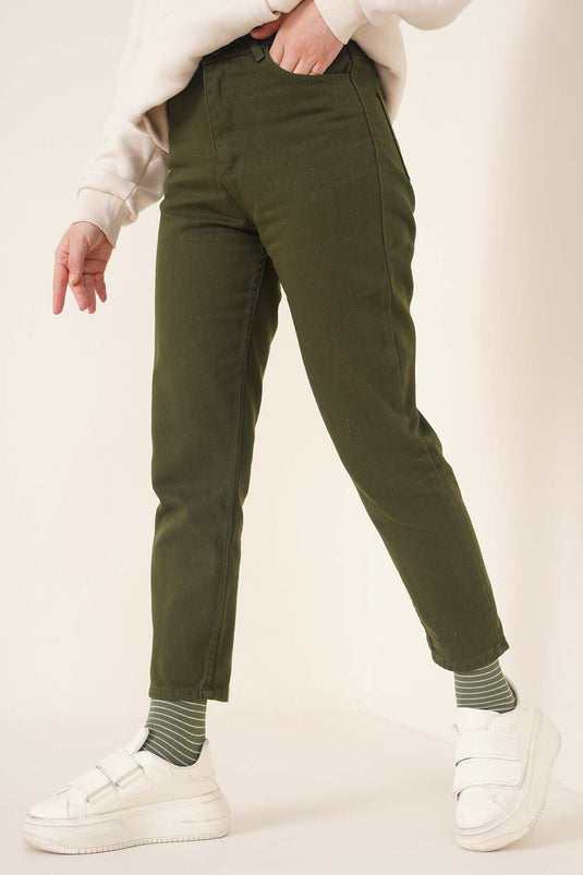 Straight Boyfriend Haki Pants