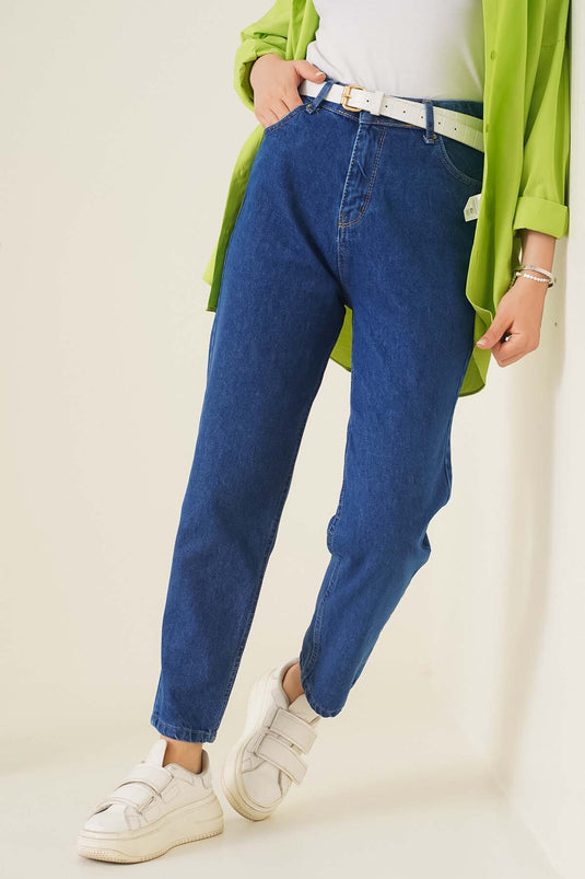 Straight Boyfriend Dark Denim Pants