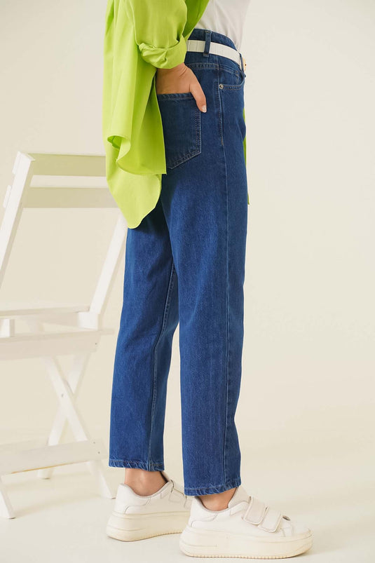 Straight Boyfriend Dark Denim Pants