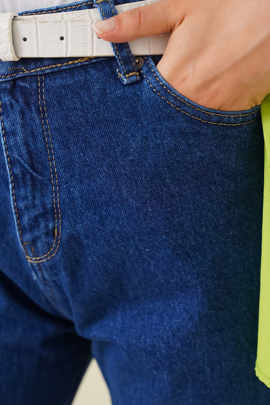 Straight Boyfriend Dark Denim Pants