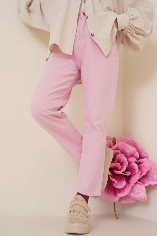 Rechte Boyfriend roze broek
