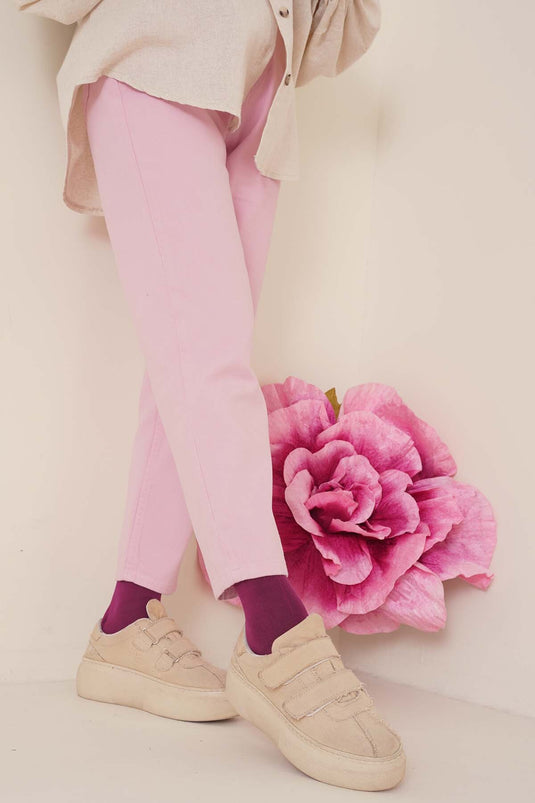 Rechte Boyfriend roze broek