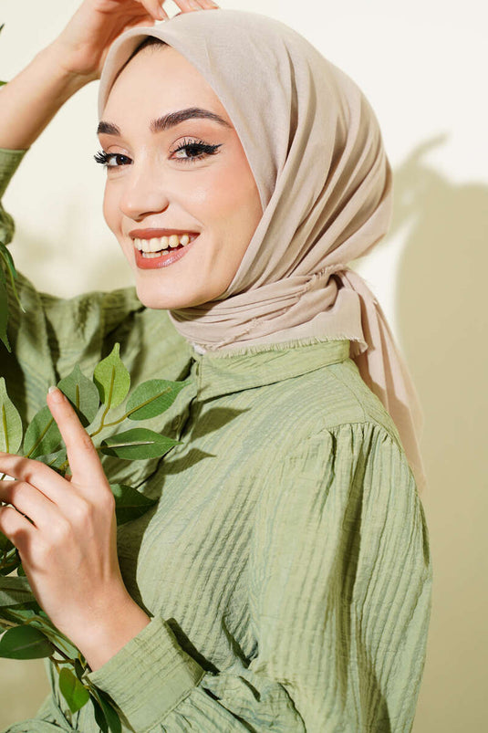 Foulard en coton uni couleur beige clair