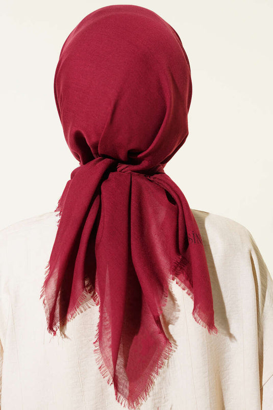 Düz Flamu Cotton Eşarp Bordo