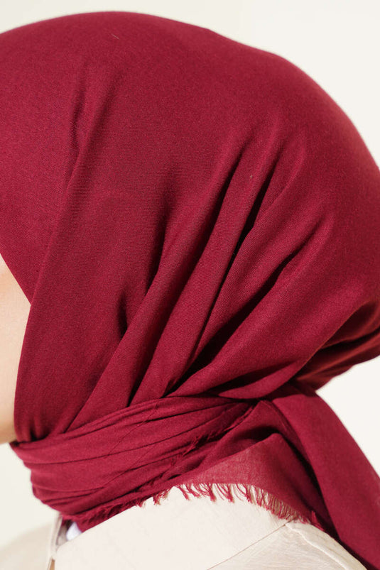 Düz Flamu Cotton Eşarp Bordo