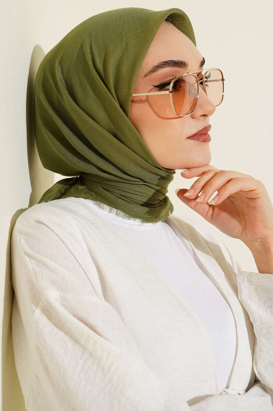 Plain Flamu Cotton Scarf Khaki