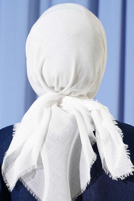 Düz Flamu Cotton Eşarp Kırık Beyaz