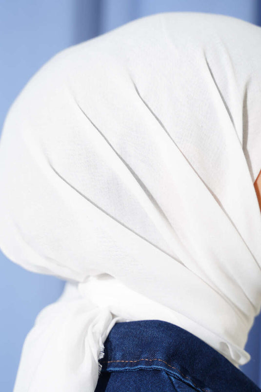 Düz Flamu Cotton Eşarp Kırık Beyaz