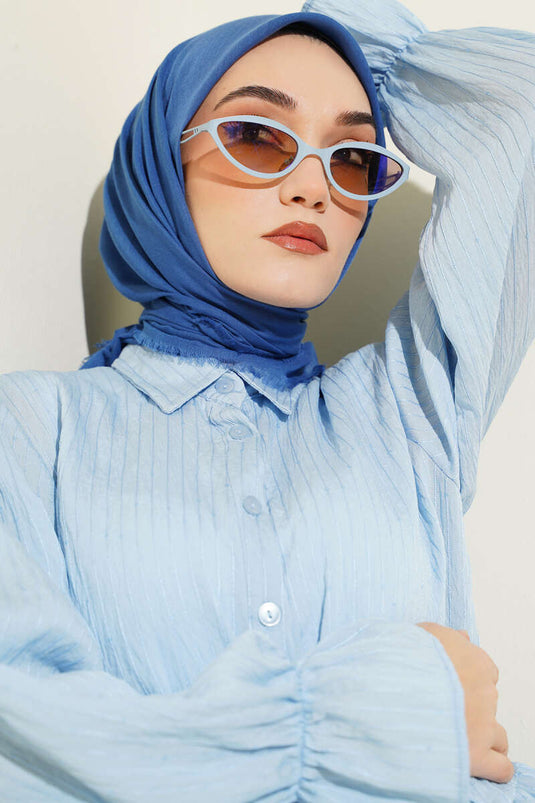 وشاح قطني فلّامو أزرق