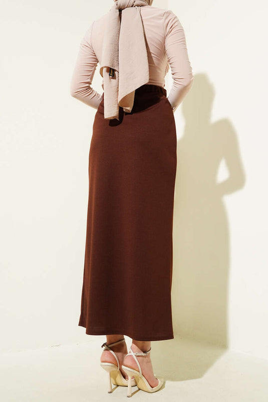 Düz Kahve Kalem Etek