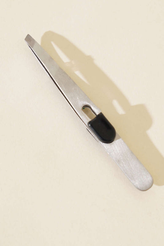 Gerade Pinzette mit dicker Spitze, silber, schwarz