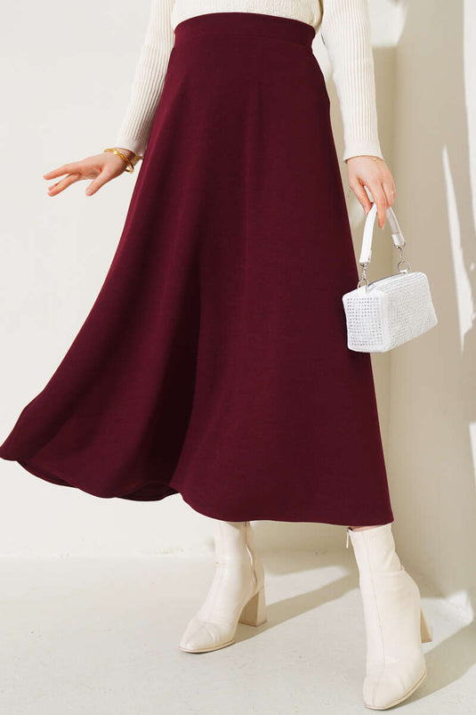 Straight Flared Skirt Claret Red